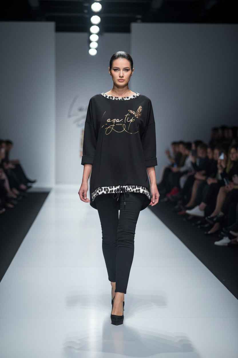 Pulli mit Leo und Goldschrift vorne mit Zug-Band für einen stylishen Look - Nicky's Kleiderstuebchen