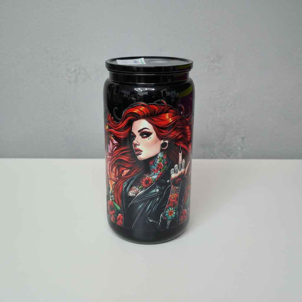 Unikat Becher mit Strohhalm Anne in Schwarz 500ml - Nicky's Kleiderstuebchen