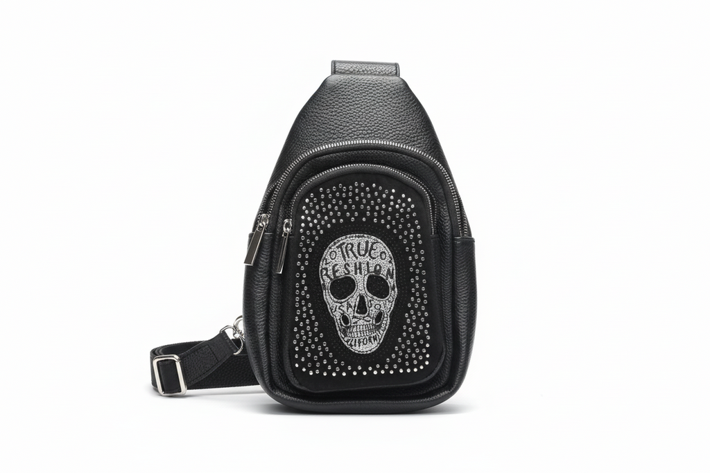 Slingbag Umhänge Wilma Skull Tasche Klein mit Strass - Nicky's Kleiderstuebchen