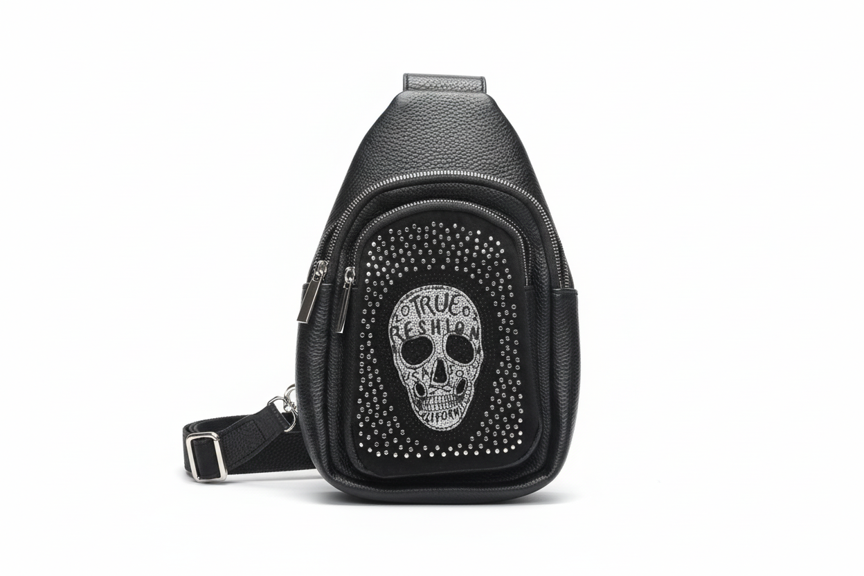 Slingbag Umhänge Wilma Skull Tasche Klein mit Strass - Nicky's Kleiderstuebchen