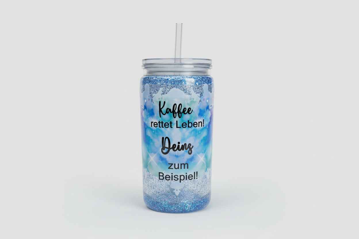 Schneekugel Becher personalisiert - Glitzerbecher Tumbler für dein individuelles Getränk - Nicky's Kleiderstuebchen