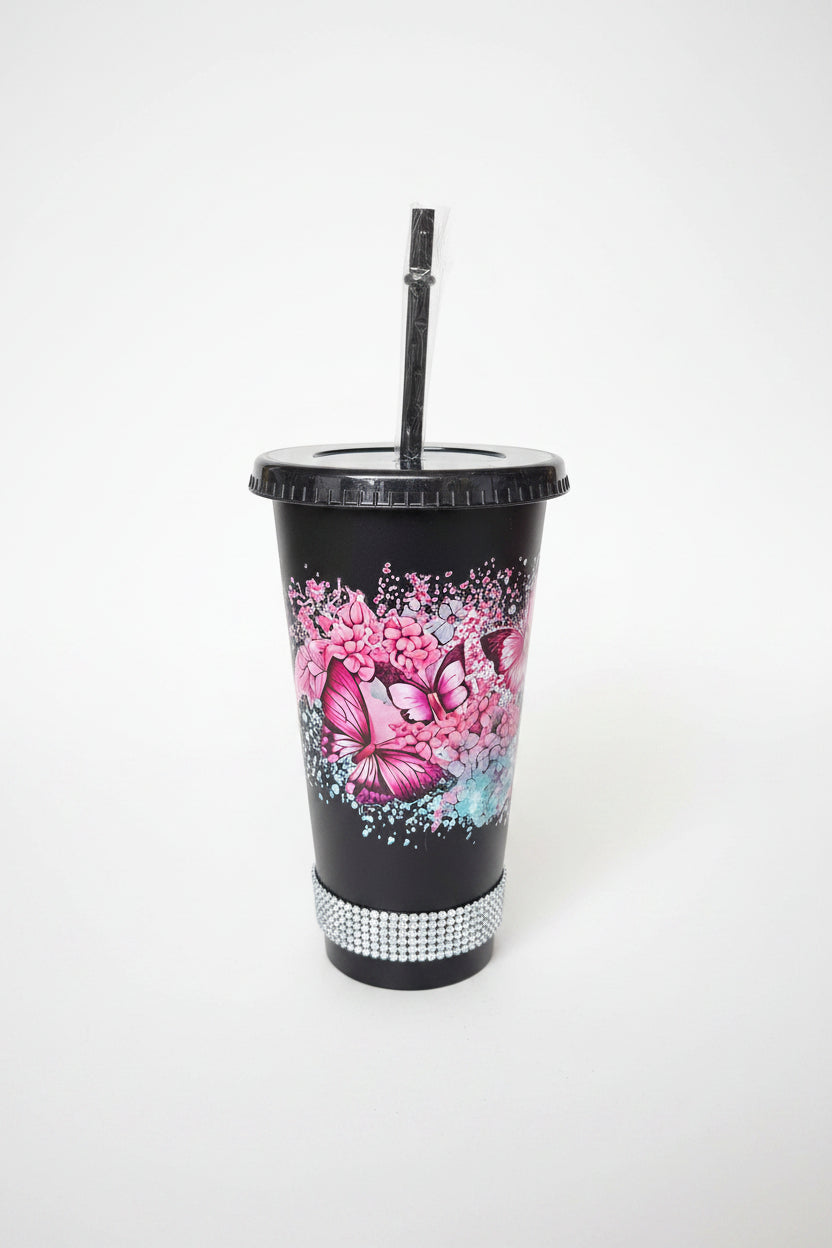 Trinkbecher mit Deckel und Strohhalm in Schwarz – Einzigartige Designs für jeden Anlass - Nicky's Kleiderstuebchen