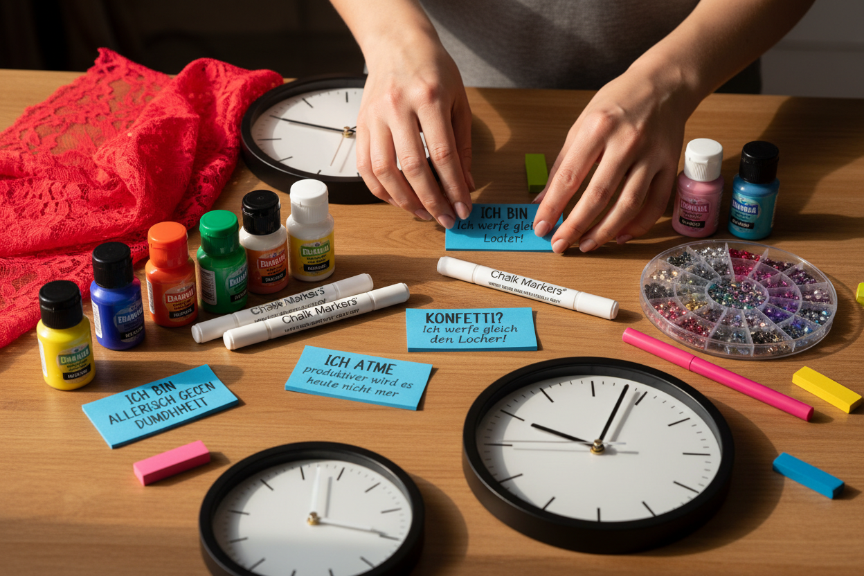 Wand analog Uhren veredelt mit  Glitzer - Nicky's Kleiderstuebchen