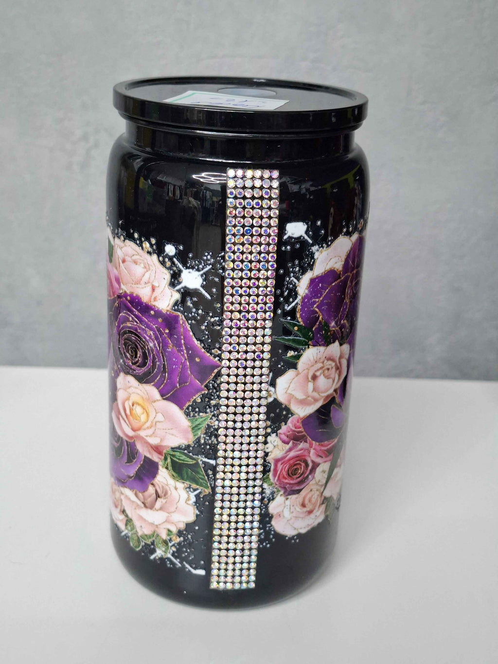 Unikat Becher mit Strohhalm Anne in Schwarz 500ml - Nicky's Kleiderstuebchen