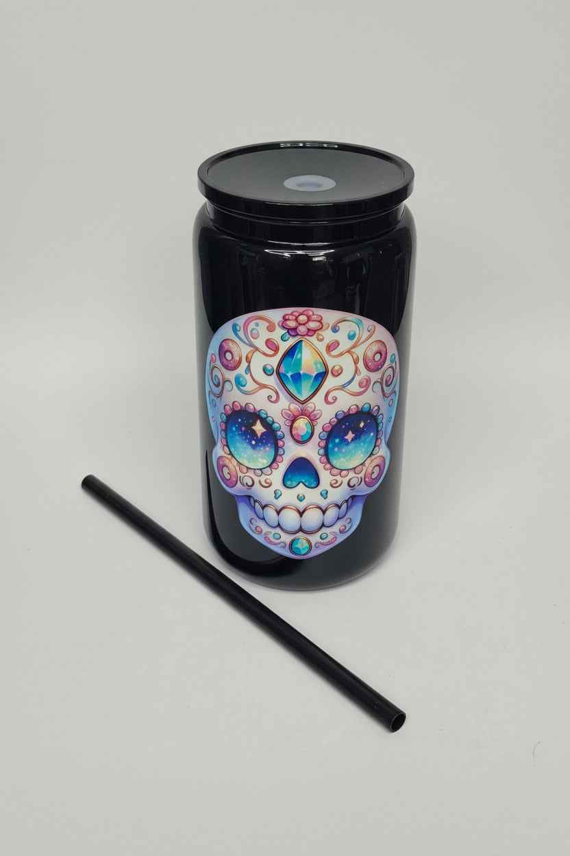 Unikat Becher mit Strohhalm Anne in Schwarz 500ml - Nicky's Kleiderstuebchen