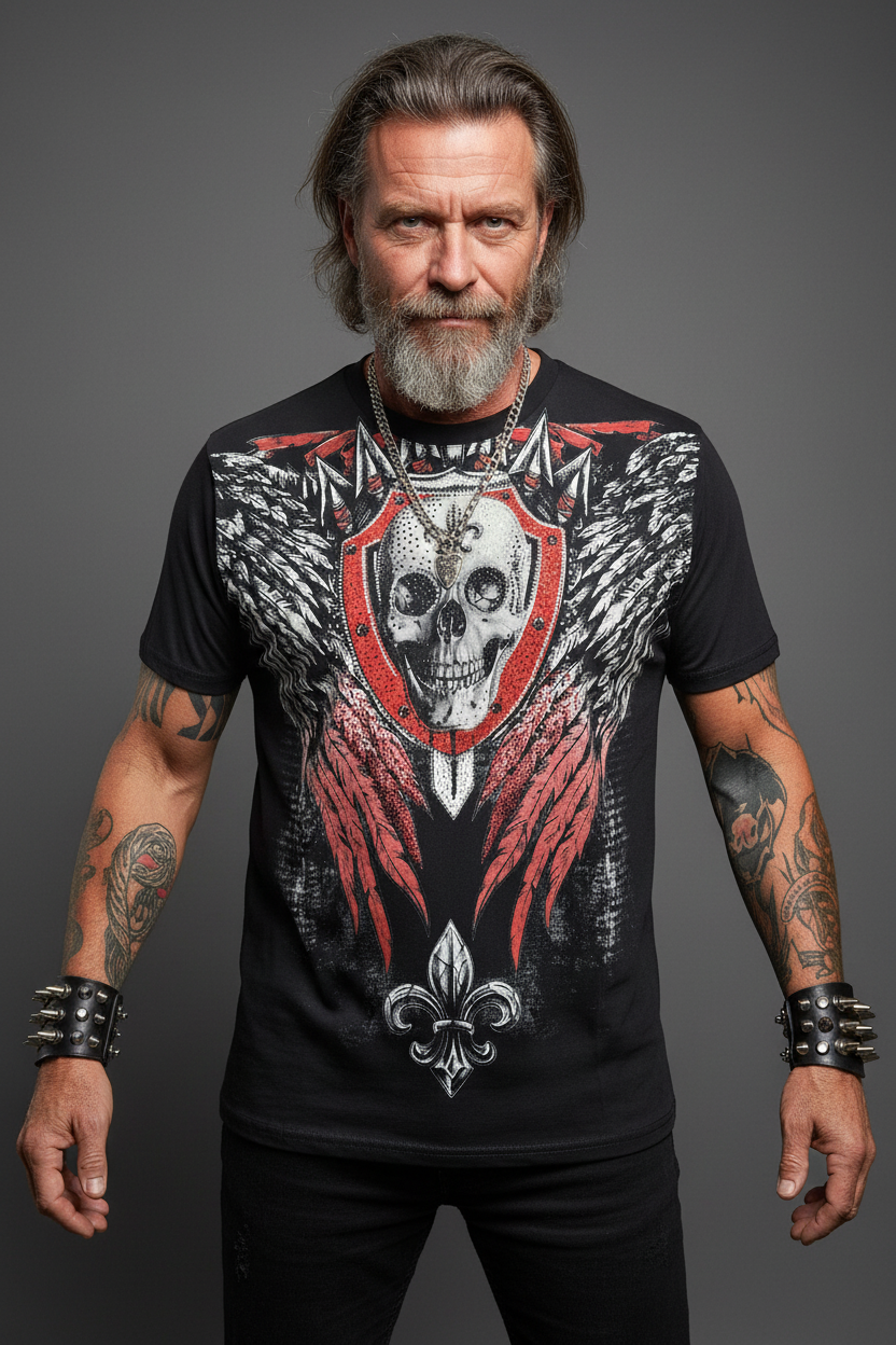 T-Shirt Eric mit Skull und Rot - Nicky's Kleiderstuebchen