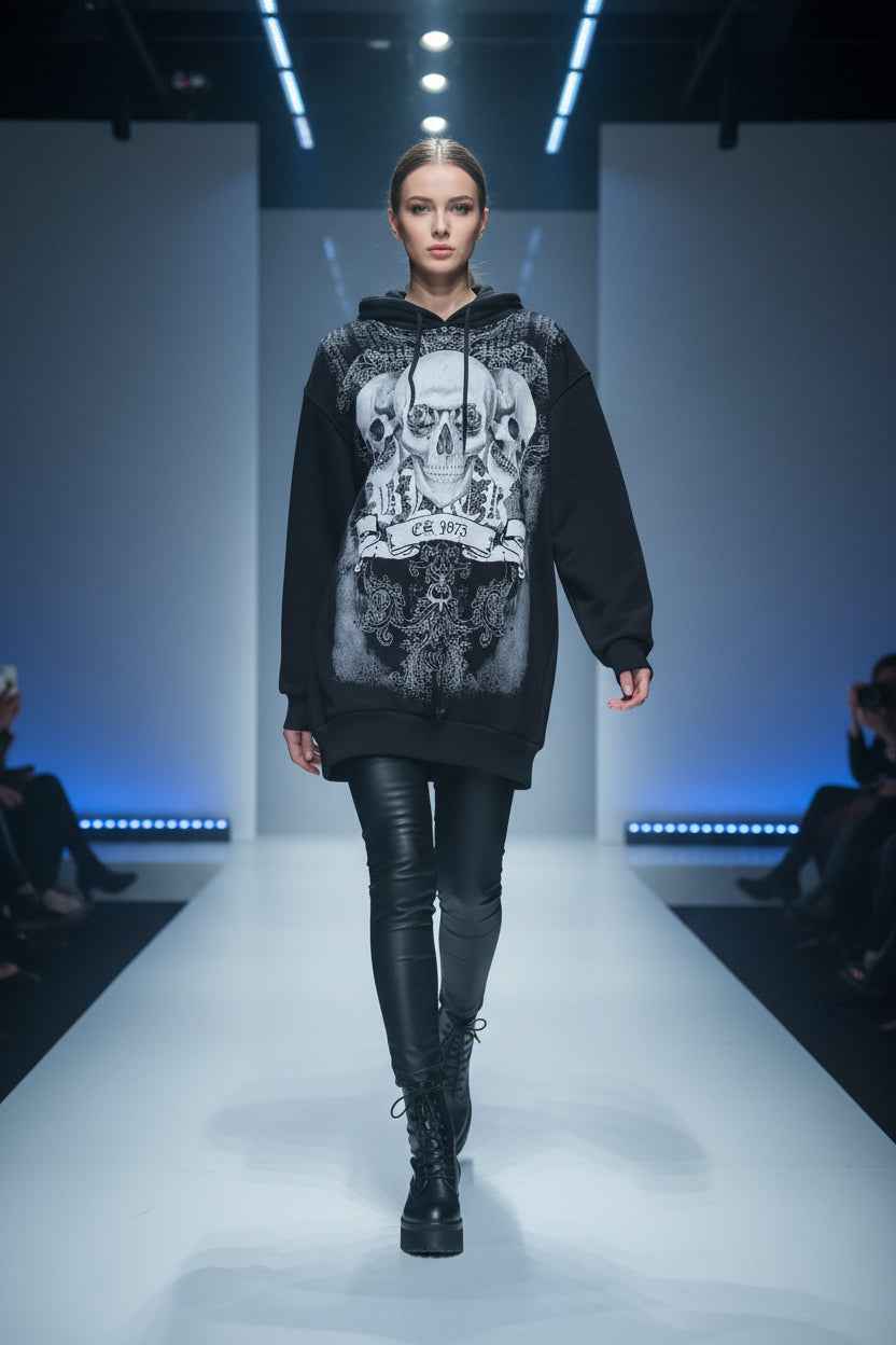 Hoodie Sweatshirt Gothic Skull – Der perfekte Gothic Skull Hoodie für kreative Seelen - Nicky's Kleiderstuebchen