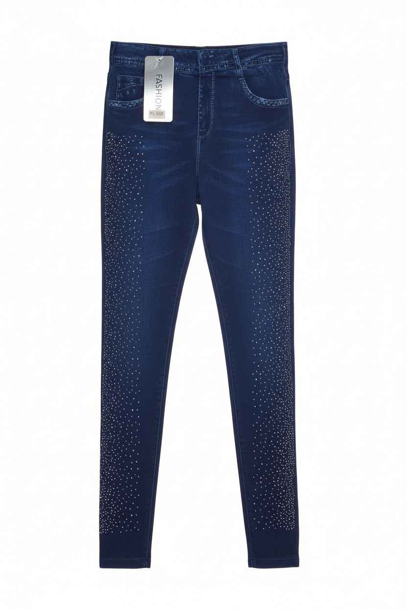 Leggings Jeans Optik Strass – Bequeme Mode für jeden Anlass - Nicky's Kleiderstuebchen