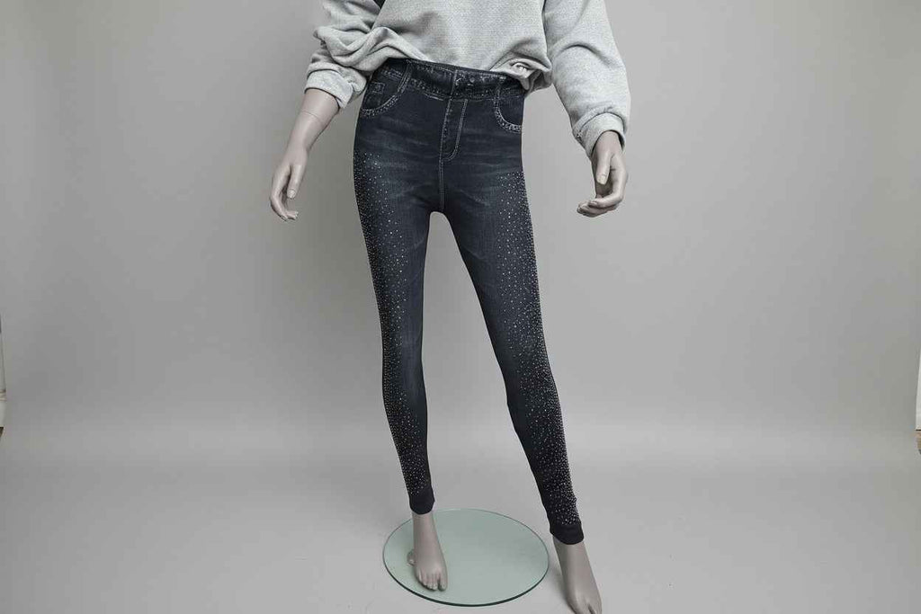 Leggings Jeans Optik Strass – Bequeme Mode für jeden Anlass - Nicky's Kleiderstuebchen