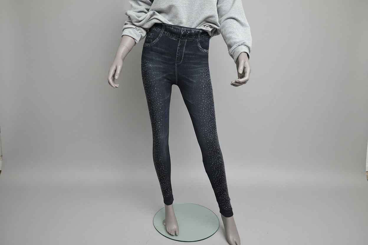 Leggings Jeans Optik Strass – Bequeme Mode für jeden Anlass - Nicky's Kleiderstuebchen
