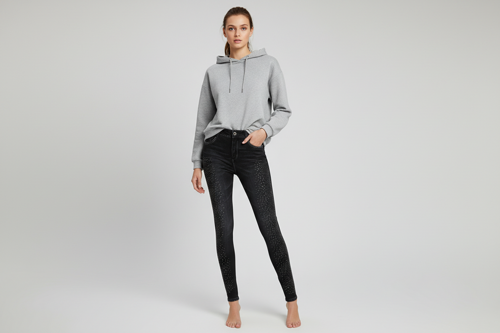 Leggings Jeans Optik Strass – Bequeme Mode für jeden Anlass - Nicky's Kleiderstuebchen