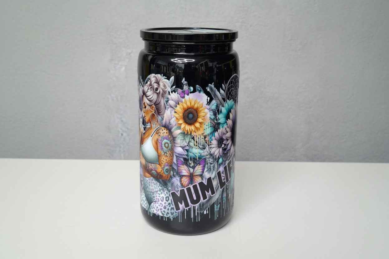 Unikat Becher mit Strohhalm Anne in Schwarz 500ml - Nicky's Kleiderstuebchen