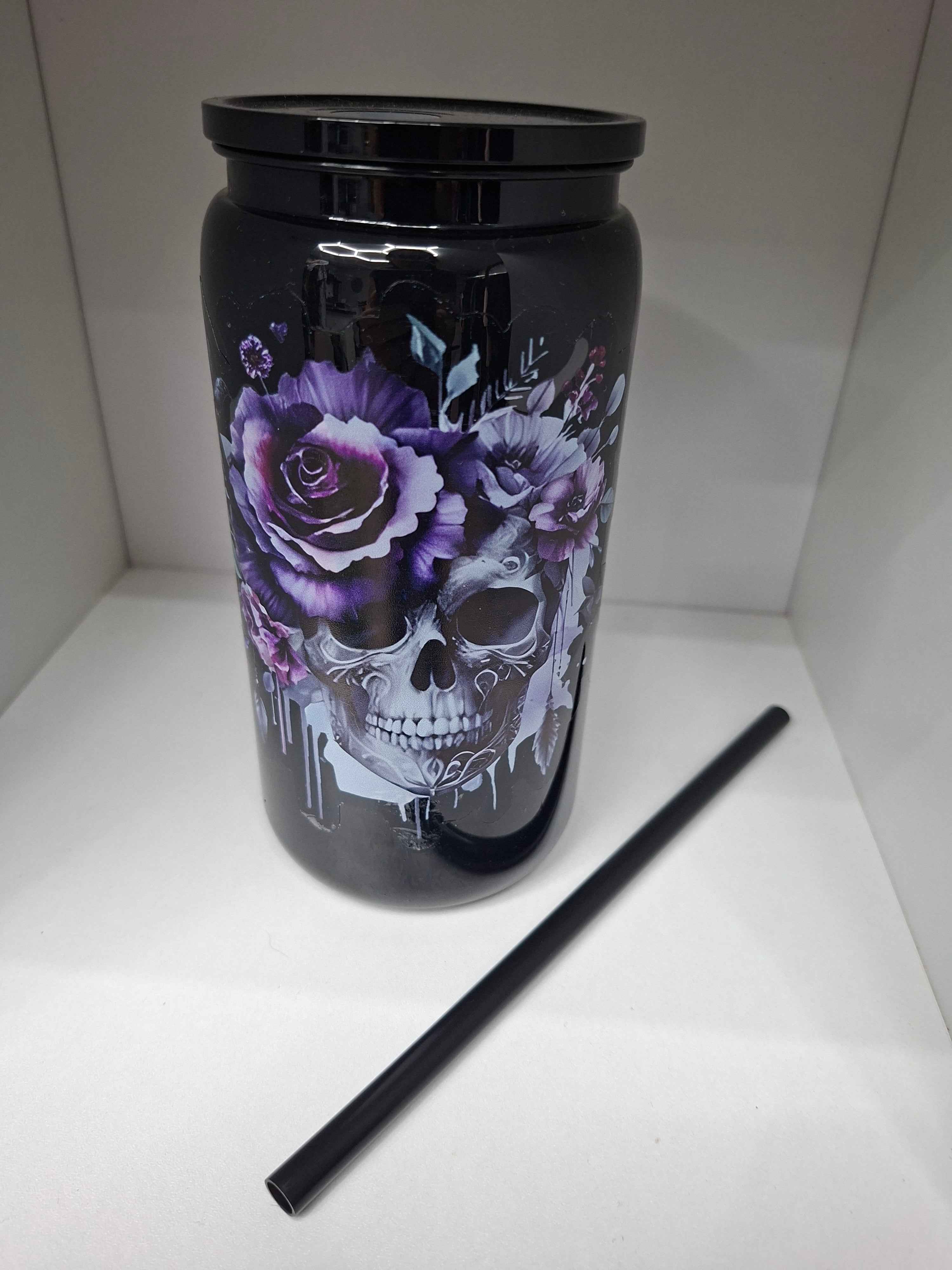 Unikat Becher mit Strohhalm Anne in Schwarz 500ml - Nicky's Kleiderstuebchen