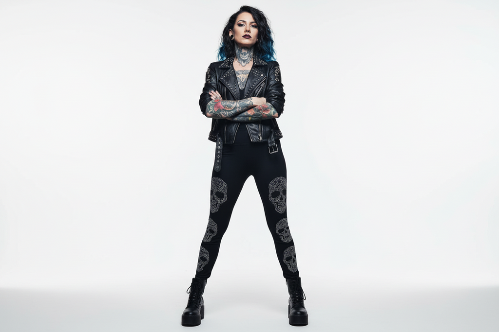 Leggings Lisa mit 3 Glitzer Skull für stilvolle Damenfashion – Trendige Lisa Leggings kaufen - Nicky's Kleiderstuebchen