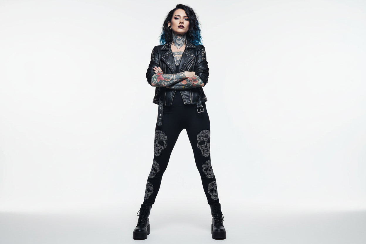 Leggings Lisa mit 3 Glitzer Skull für stilvolle Damenfashion – Trendige Lisa Leggings kaufen - Nicky's Kleiderstuebchen